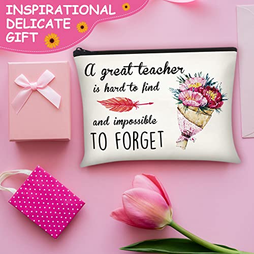 Capoda 24 Pcs Teacher Appreciation Gifts Bulk Makeup Cosmetic Bags Survival Kit Bags with Zipper Funny Pencil Pouch for Graduation Birthday Christmas(Flower)