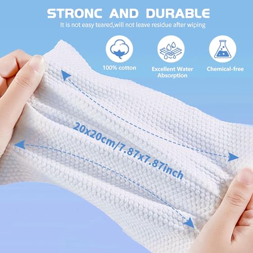 Cotton Facial Dry Wipes 100 Count, Deeply Cleansing Disposable Face Towel Wash Cloth, Multi-Purpose for Skin Care, Make-up Wipes, Face Wipes and Facial Cleansing (6 Pack)