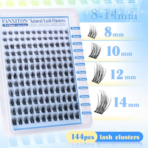 Natural Lash Clusters Wispy 8-14MM C Curl Lashes Clusters Eyelash Extensions Eyelash Clusters Thin Cluster Lashes Band Individual Lashes by FANXITON