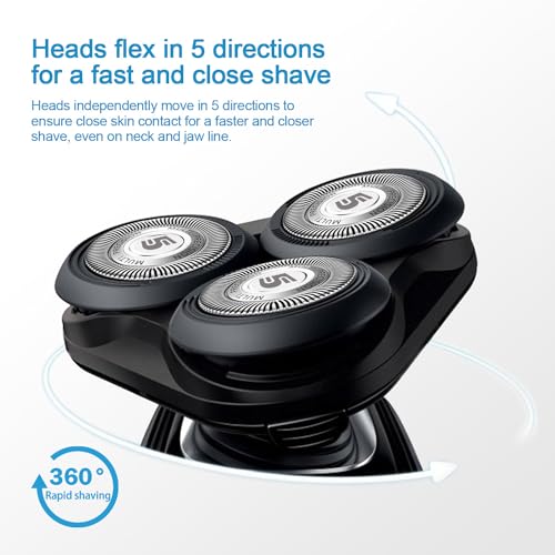SH50 Replacement Heads with Blade Retaining Rings for Philips Norelco 5000 Series 6-pc Pack