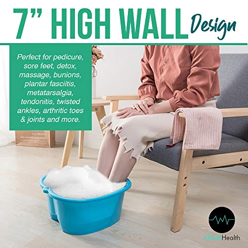 AllSett Health Foot Soaking Bath Basin ? Large Size for Soaking Feet | Pedicure and Massager Tub for at Home Spa Treatment | Callus, Fungus, Dead Skin Remover, Blue