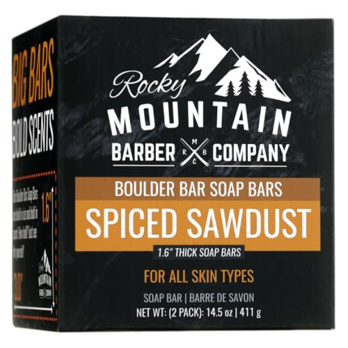 Men¡¯s All-in-One Shampoo & Body Soap Bars ? Extra Thick 1.6¡± Glycerin Hair & Body Soap Bars - 2 Soaps - Spiced Sawdust Scent - with Coconut Oil, Oat Protein & Cedarwood Oil - Made in USA - 14.5 oz