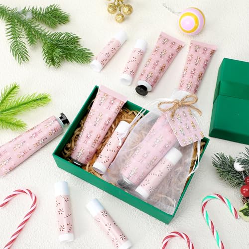 24 Sets Christmas Pink Nutcracker Hand Cream and Candy Lip Balm Gift Christmas Party Favors Travel Size Hand Lotion and Lip Balm Bulk Wedding Bridal Baby Shower Party Supplies for Guest