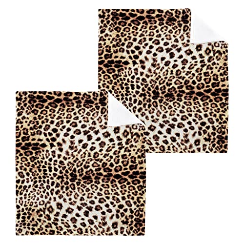 Wash Cloth Set Animal Leopard Cheetah Print(20d1) - Pack of 6, Cotton Face Cloths, Highly Absorbent and Soft Feel Fingertip Towels