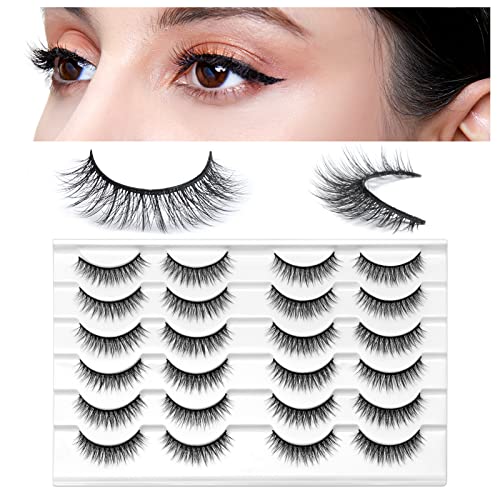 SONAFEEL False Lashes Natural Look Eye Lashes Pack Short Natural Eyelashes Wispy Strip Lashes Small Crisscross Daily Fake Eyelashes Reusable Faux 3d Mink Lashes Pesta?as Postizas Naturales