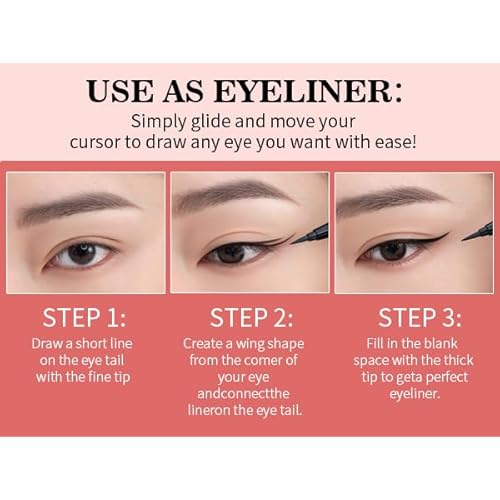 2-in-1 Brow Pen & Liquid Eyeliner ? Waterproof Brow Pencil with Fine Microblading Tip, Natural Hair-Like Strokes, Long Lasting, Smudge-Proof Dual-Ended Design(03 DARK BROWN)