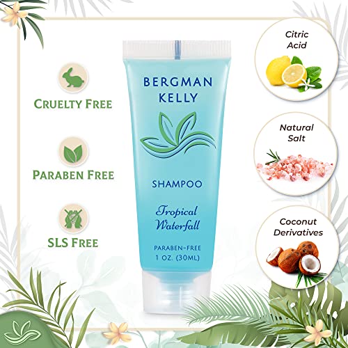 BERGMAN KELLY Round Hotel Soap Bars, Shampoo & Conditioner 3-Piece Set (1 oz each, 150 pc total, Tropical Waterfall), Delight Your Guests with Refreshing Bulk Travel Size Hotel Toiletries