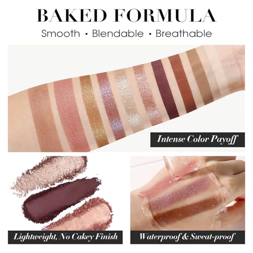 UCANBE All in One Baked Makeup Palette ? Eyeshadow, Blush & Bronzer Face Kit, Neutral Pigmented Colors, Travel Size Compact, Full Face Makeup Gift Set for Women