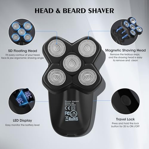Karrte Manscape 5 in 1 Men's Grooming Kit, Beard Trimmer for Men, Groin & Body Hair Trimmer, Nose & Ear Hair Clippers, 5D Electric Razors, IPX7 Waterproof, LED Display with Travel Lock