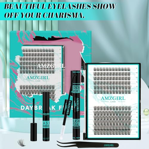 Lash Clusters kit Daybreak Lash Extension Kit with Lash Bond & Seal Lash Remover and Lash Applicator for Diy Lash Extension Kit at Home(D-Mix8-16mm kit,Daybreak-v14)