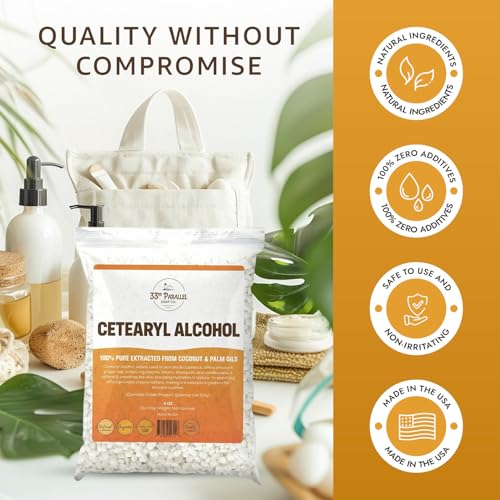 CETEARYL Alcohol (1 lbs / 16 oz) 100% Pure Extracted from Coconut & Palm Oils. Premium Granules Cetearyl Alcohol for Lotion Making, Creams, Scrubs, Shampoos, Conditioners, Moisturizers | 1 Pound