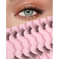 Half Lashes Natural Eyelashes 3/4 Wispy Lashes Natural Look Cat Eyelash False Corner Lash Long Strip Fluffy Pack 7 Pairs 16MM D18