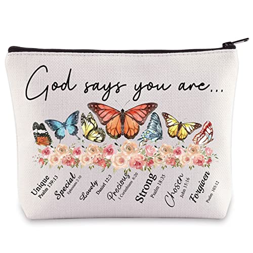 WZMPA Butterfly Cosmetic Bag Butterfly Lovers Gift God Says You Are Butterfly Makeup Zipper Pouch Bag (God Says Butterfly)
