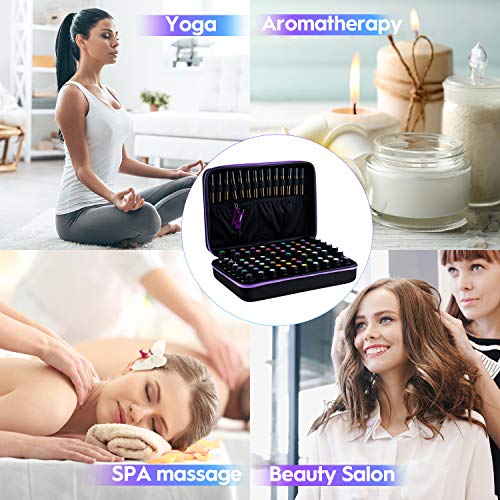 Essential Oil Carrying Case for 70&41 Pieces 5/10/15/20ml Roller Bottles with Free Writable Labels Opener, Oils Premium Aromatherapy Hard Travel Storage Organizer Bag (70 Bottles)