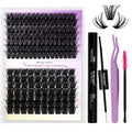 Lash Clusters Kit for Using at Home: Lightweight, DIY, Natural, Fluffy, Wispy, Waterproof, Anime, Manga, Cat Eye, C Curl, 12-16mm, 100P+200P, Wendy, RT318
