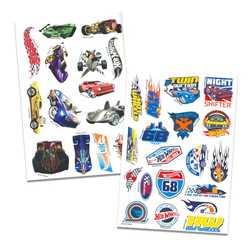 Hot Wheels Tattoos Party Favors - Hot Wheels Temporary Tattoos for Kids Bundle Includes 50+ Temporary Tattoos for Boys Plus Door Hanger | Hot Wheels Party Supplies