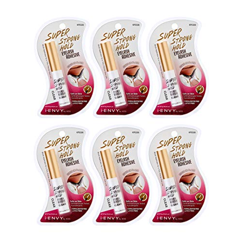 Kiss I Envy Eyelash Adhesive Super Strong Hold Clear 5 Gram (Pack of 6)