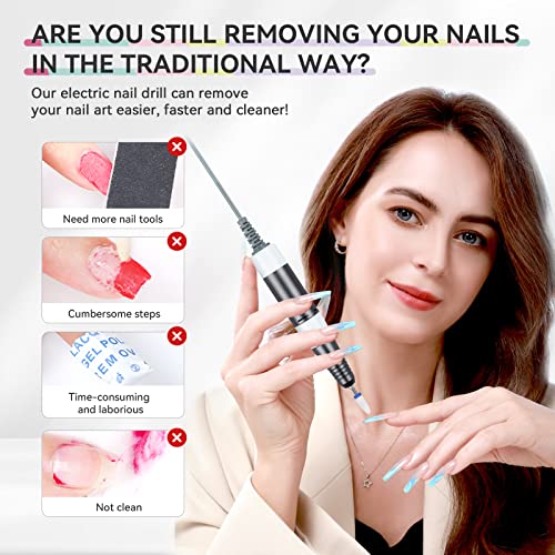 Saviland Professional Nail Drill: Rechargeable Nail D rill Machine 35000PRM Electric Nail Flie for Acrylic/Gel Nails Removal Manicure Pedicure Portable Nail Drill Kit for Salon Home DIY