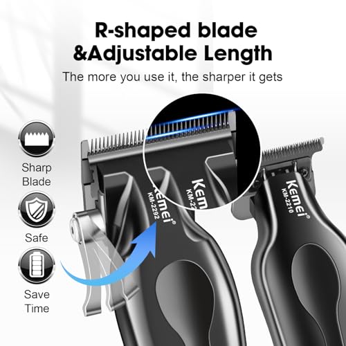 KEMEI Professional Hair Clippers Set for Men, Clippers for Hair Cutting, Cordless Rechargeable Hair Clippers Kit, Haircut Clippers, Hair Cutting Tools, LED Display, Gifts for Men
