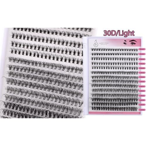 DIY EyeLashes Extensions Kit 280pcs Individual Lashes Clusters 30D 40D 50D 8-16mm Natural Fluffy Cat Eye Faux Mink Curl False Eyelash with Bond Seal Tweezers Lash Glue Remover (30D + Kit)