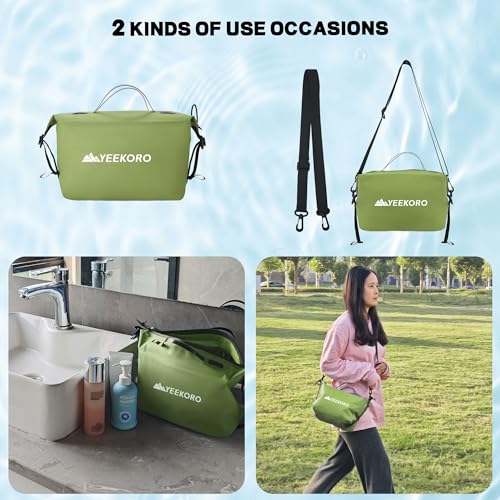 Waterproof Toiletry Bag for Travel, Zipper Styles, 40D Nylon Toiletry Organizer Bags with Shoulder Straps for Men Women, Travel Accessories£¨2 PACK,Green