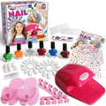 Kid Nail Art Kit for Girls, FunKidz Nail Studio Kits Size 17.91Wx12.4L with Peelable Nail Polish Nail Dryer Teens Makeup Mani Pedi Set Spa Party Gift