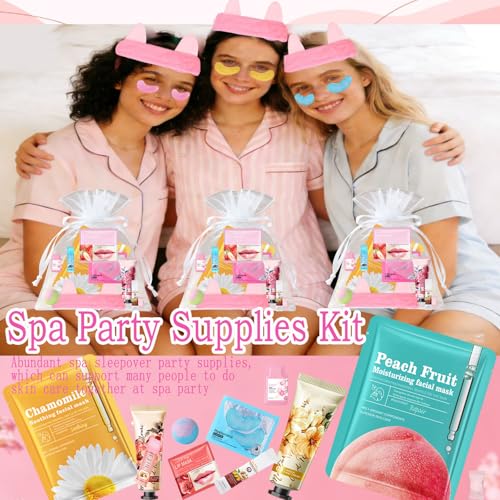 110 PCS Spa Party Supplies for Women, Spa Party Favors Include Face£¦Lip Mask,Hand Cream,Under Eye Patches and Foot Bath Bombs,Spa Birthday Sleepover Party Supplies,Sleepover Party Gifts