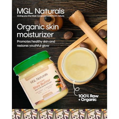 MGL Naturals Raw African Shea Butter Ivory 16oz, 100% Pure, and Unrefined. Nourish and moisturize hair and skin. Use alone or DIY recipes. From Ghana, West Africa. 16oz Jar