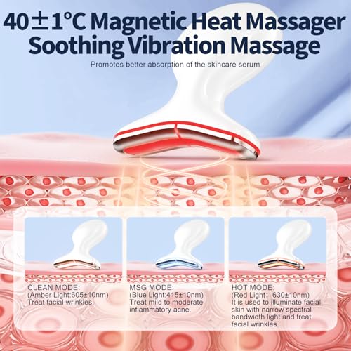 Red Light Therapy for Face, Multifunctional Face Massager with Micro-Current, LED Light Therapy & Vibration, at-Home Skin Care Face Sculpting Tool for Wrinkles, Micro-Current Facial Beauty Device