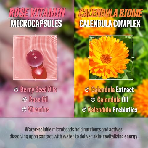 MAXCLINIC [K-Beauty] Rose Vitamin + Calendula Biome Oil Foam Gift Set | Daily Face Wash Oil Based Cleanser to Foam | Korean Skin Care Oil Cleanser for Dry Sensitive Skin