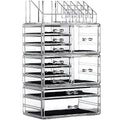 Cq Acrylic 4 Pack Clear Makeup Storage, Stackable 10 Drawer Organizer for Vanity, Jewelry, Hair Clip, Beauty & Skincare Products