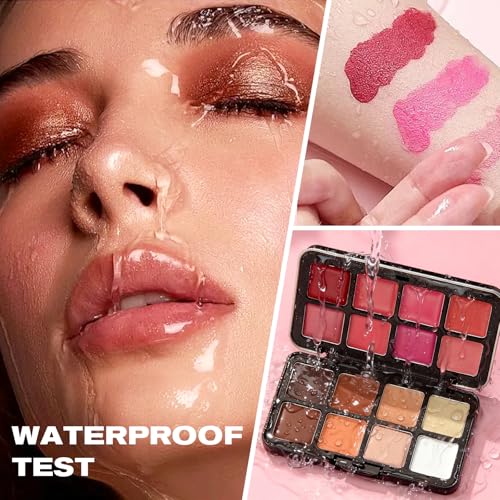 16 Color (Waterproof All-in-One Palette) Highlighter + Concealer + Eyeshadow + Blush, all in one makeup palette, Crease-Proof & Sweat-Resistant for Flawless Glow, Travel-Friendly Cosmetic Set