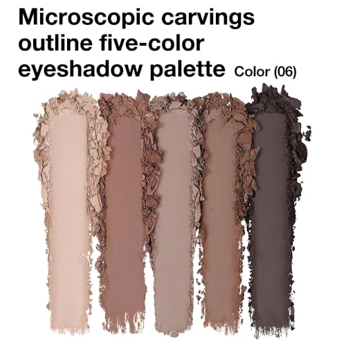 5 Colors Matte Eyeshadow Makeup Palette, 5 Natural Neutral Nude Brown Cool-Toned Nude Taupe Eyeshadow, Looks for Brown Eyes Women Finish Long Wearing Waterproof Professional Eye Makeup 06#