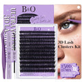 B&Q Volume Lash Clusters Kit 280PCS Lash Extension Kit Thick 3D Wispy DIY Eyelash Extension Set with Individual Lashes, Lash Bond and Remover,Tweezers(150D)