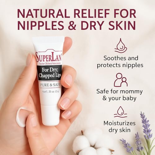 Organic Lanolin Lip Balm - Lip Repair for Hot/Dry Weather - Natural Lanolin Nipple Cream - Lip Moisturizer for cracked lips - Hydrating lip care - Ultra pure jojoba oil - Kosher chap stick (0.35 Oz)