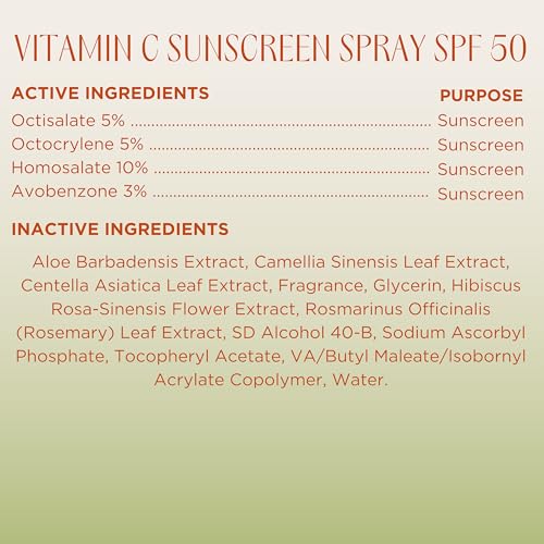 InstaNatural Skin Care Vitamin C SPF 50 Broad Spectrum Sunscreen Spray, Brightens & Hydrates, UVA, UVB Sun Protection Sunblock, with Aloe Vera & Botanicals, Aerosol Bottle, 5.5 Fl Oz (Pack of 2)