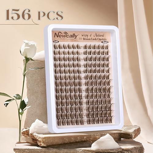 Brown Cluster Lashes Wispy Eyelash Clusters Spiky Brown Lash Extension Natural Look CD-curly Cluster Eyelash Extension 10-16MM Individual Lashes by Newcally