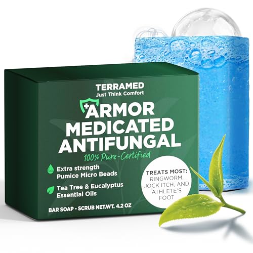 Antifungal Soap | Deep-Cleansing & Exfoliating Bar for Men & Women | Natural Ingredients with Tea Tree & Eucalyptus | Helps Soothe Jock Itch, Ringworm & Athlete¡¯s Foot Pumice Bar Soap