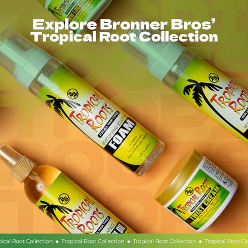 Bronner Bros Tropical Roots Moisturizing Sculpting Foam - With Vitamin E & B5, Guava & Pomegranate Extracts - Hydrating, Nourishing, Long-Lasting Hold & Definition, No Flaking or Build-Up - 8.5oz