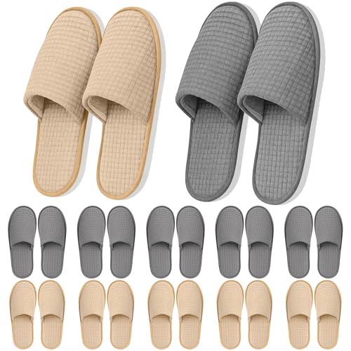 12-20 Pairs Disposable Slippers for Guest, Non Slip Disposable Slippers for Women and Men, Breathable House Slippers Indoor Outdoor for Hotel Essentials Shoeless Home Spa Travel
