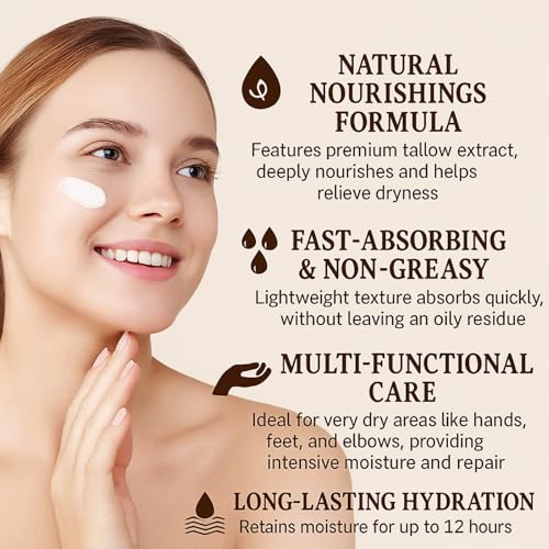 Organic Grass-Fed Beef Tallow for Skin ? Moisturizing Cream with Raw Honey, Handmade All-Natural, for Soft Smooth Skin £¨4 Oz £©