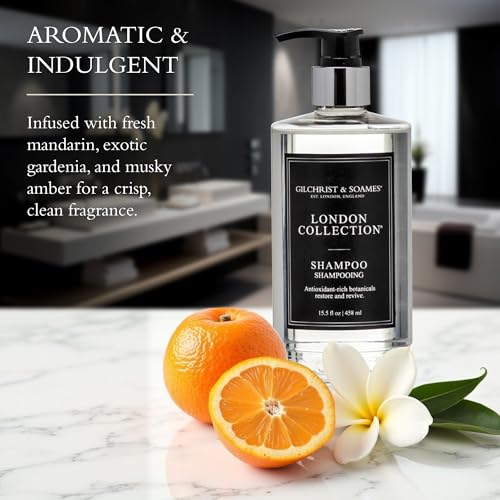 Gilchrist & Soames London Collection Shampoo ? Pure, Sulfate Free, Paraben Free, Cruelty Free Formula for All Hair Types, Gentle Clarifying & Moisturizing Wash with Crisp, Clean Scent, 15.5 oz.