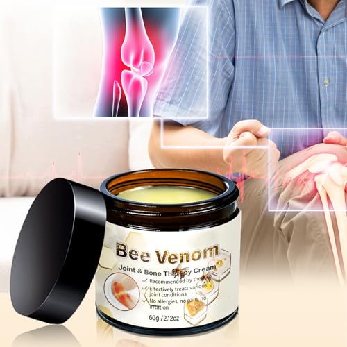 Bee Venom Cream, Bee Venom Skin Treatment Cream for Muscle & Joint Comfort with Hyaluronic Acid, 2 x 60g Targeted Balm to Support Flexibility & Ease of Movement