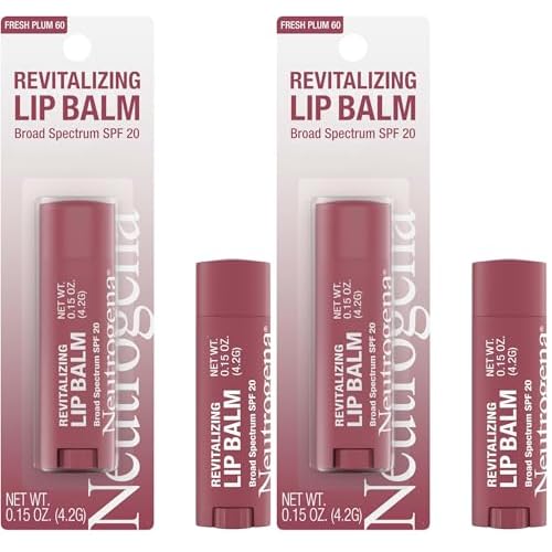 Neutrogena Revitalizing Tinted Lip Balm with SPF 20, Hydrating Tinted Lip Care with Sunscreen, Moisturizing Sheer Tint for Softer, Healthier-Looking Lips, Sheer Fresh Plum 60, 0.15 oz (Pack of 2)
