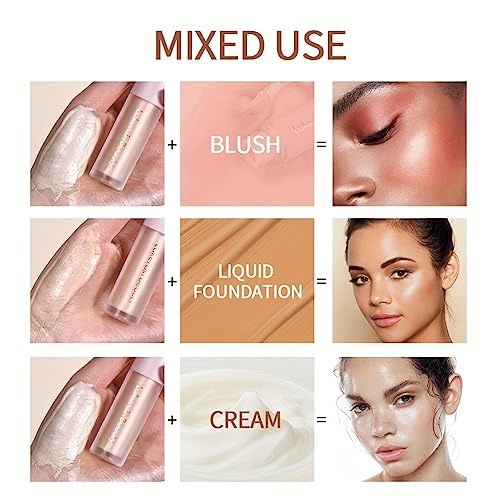 GECOMO Liquid Contour Beauty Wand Face Highlighter Bronzer Makeup Stick, Dewy Finish, Moisturizing Silky Smooth Texture 0.25 Oz/ 7.5ml - 02 STARLIGHT