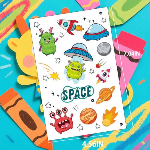 Temporary Tattoos for Kids, 60 Pcs Cool Designs Fake Tattoos for Boys, Safe and Waterproof Temporary Tattoos Stickers, Best Choice for Birthday Parties, Gifts, School Reward Activities