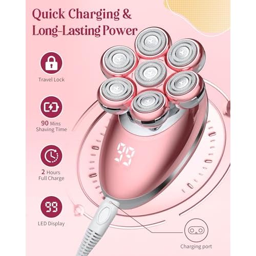 Electric Razors for Women, 7D Electric Shaver for Women, Cordless Facial Hair Removal Trimmer for Women's Face, Waterproof Ladies Shaver for Arms, Underarms, Peach Fuzz, Sensitive Skin