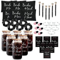 42 pcs Bridesmaid gifts bridesmaid proposal gifts, Maid of Honor Gifts contain 16oz Glass Cups Cosmetic Makeup Bags Invited Cards Scrunchies Hair Knotted Bracelets Diamond Pens love clip (Black )