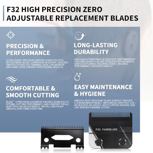 F32 Professional Fadeout Blade, High Precision Zero Adjustable Replacement Blades,Compatible with Wahl 5 Star Vapor Clipper (1 Pack)