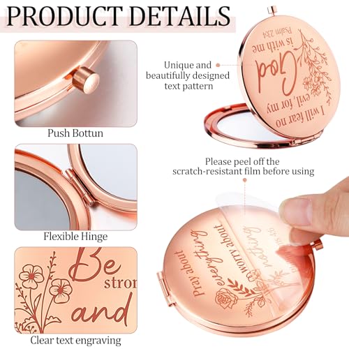 12 Pcs Christian Gifts Mirror for Women Bulk Easter Bible Verse Makeup Compact Pocket Mirror Inspirational Christian Party Religious Gift for Coworker Teacher Employee Travel Church Scripture